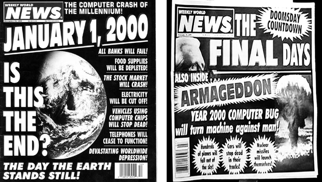 Magazine covers with articles about Y2K bug